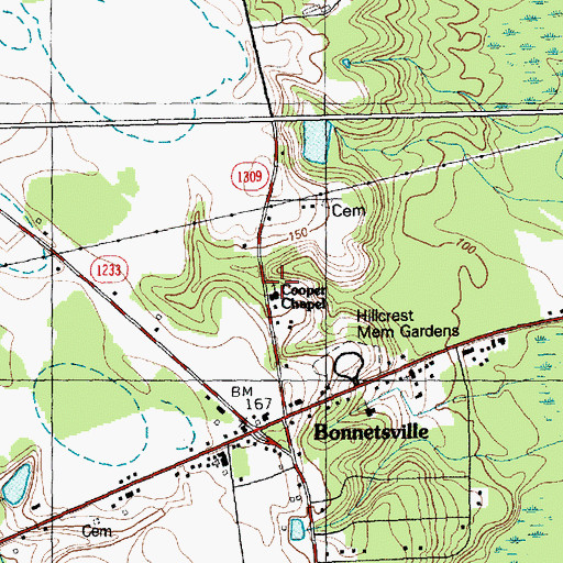 Topographic Map of Cooper Chapel, NC
