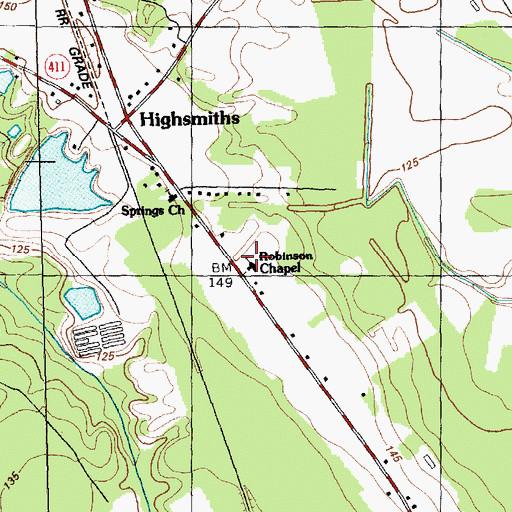 Topographic Map of Robinson Chapel, NC