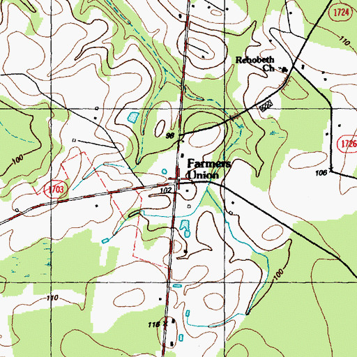 Topographic Map of Farmers Union, NC