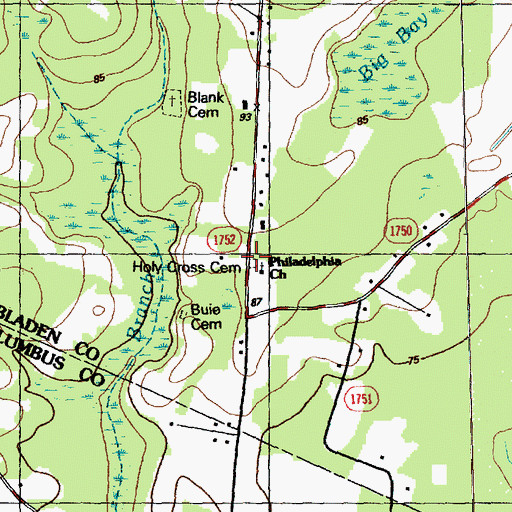 Topographic Map of Holy Cross Cemetery, NC