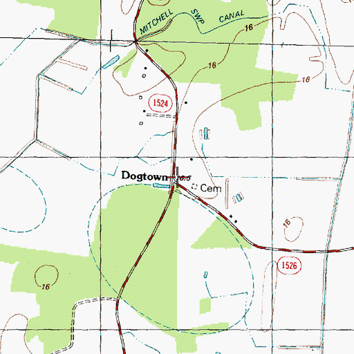 Topographic Map of Dogtown, NC
