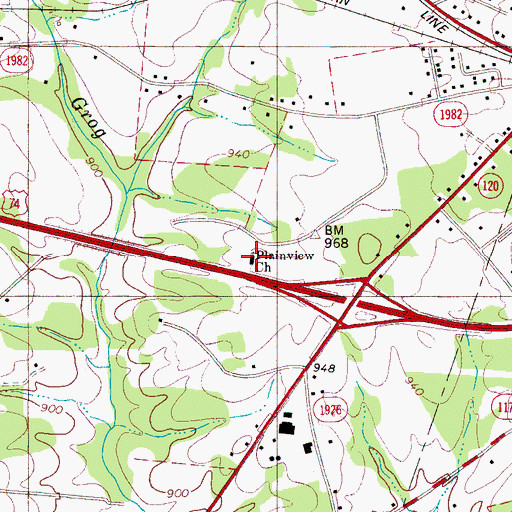 Topographic Map of Plainview Church, NC