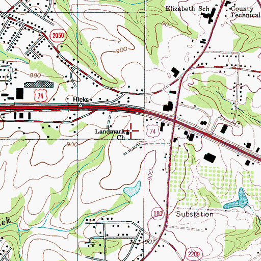 Topographic Map of Landmark Church, NC