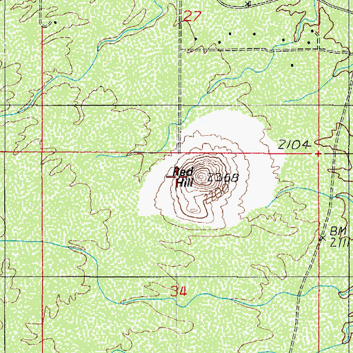 Topographic Map of Red Hill, AZ