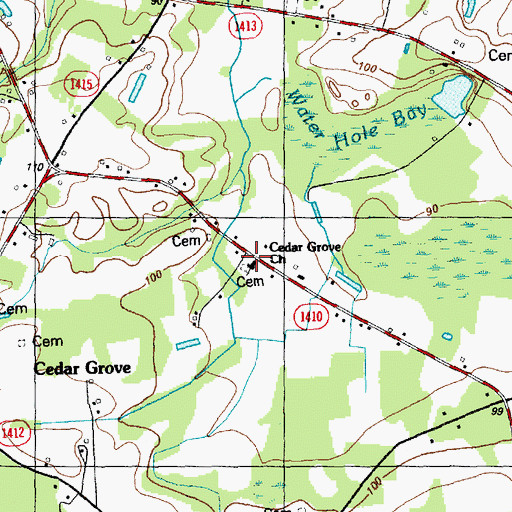 Topographic Map of Cedar Grove Church, NC