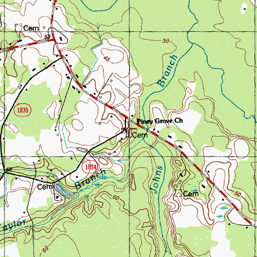 Topographic Map of Piney Grove Church, NC