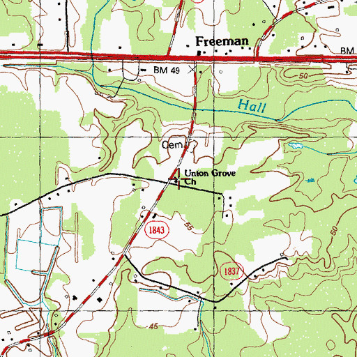 Topographic Map of Union Grove Church, NC