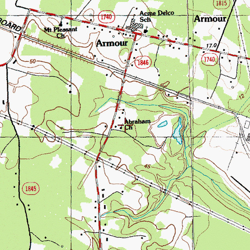 Topographic Map of Abraham Church, NC