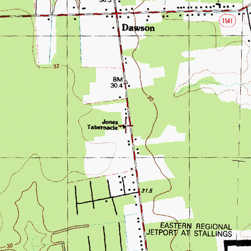 Topographic Map of Jones Tabernacle, NC