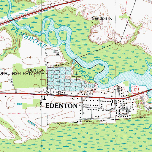 Topographic Map of Edenton National Fish Hatchery, NC