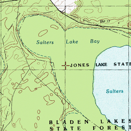 Topographic Map of Jones Lake State Park, NC