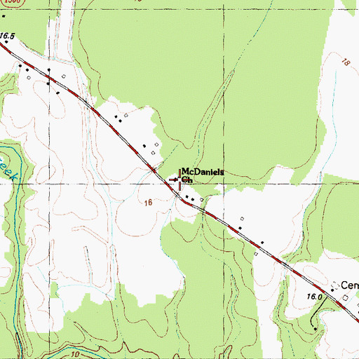 Topographic Map of McDaniels Church, NC