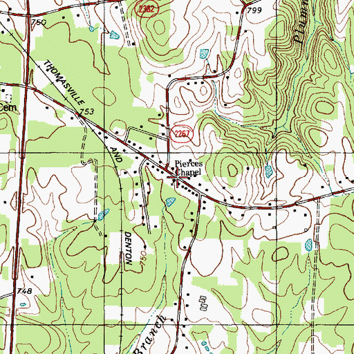 Topographic Map of Pierces Chapel, NC
