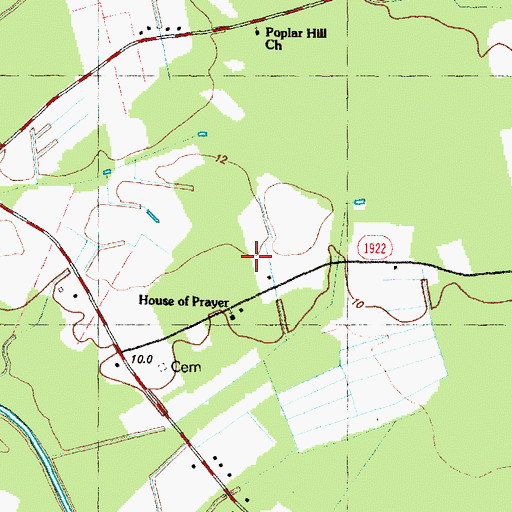 Topographic Map of Poplar Hill Church, NC