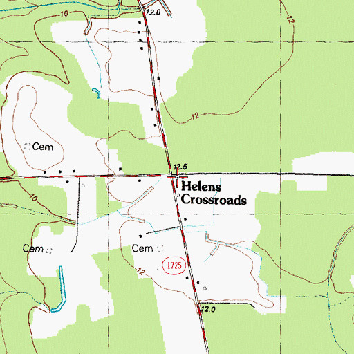 Topographic Map of Helens Crossroads, NC
