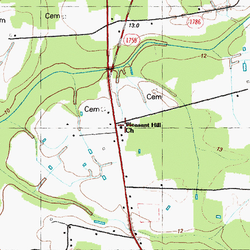 Topographic Map of Pleasant Hill Church, NC