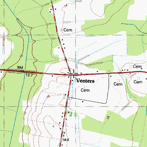 Topographic Map of Venters, NC
