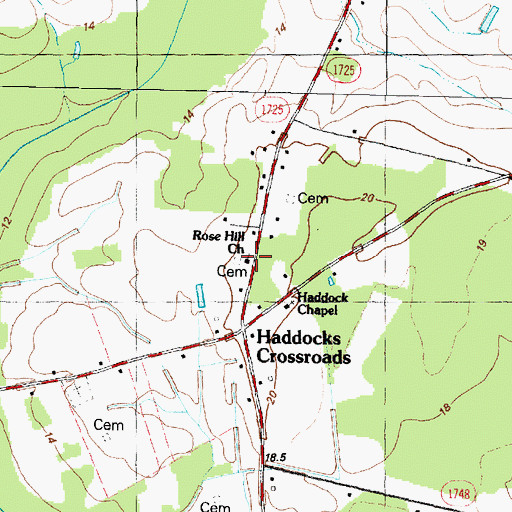 Topographic Map of Rose Hill Church, NC