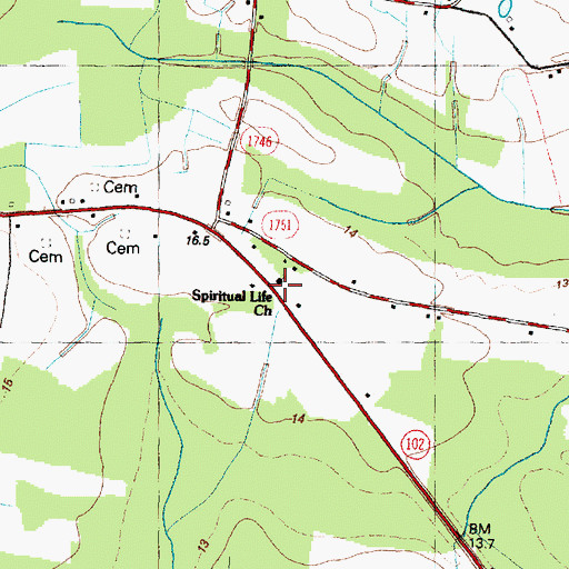 Topographic Map of Spiritual Life Church, NC