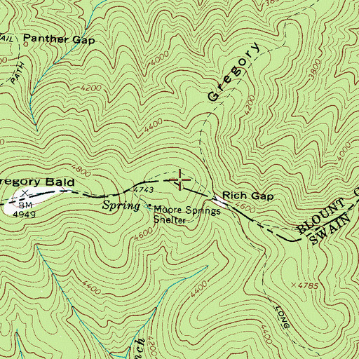 Topographic Map of Gregorys Little Bald, NC