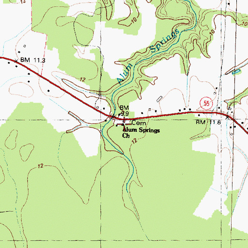 Topographic Map of Alum Springs Church, NC