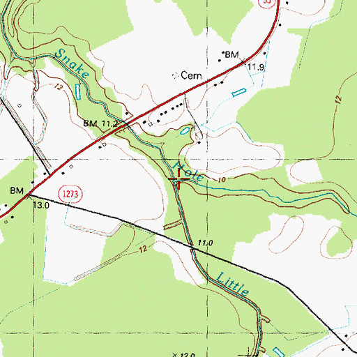 Topographic Map of Little Snake Hole Branch, NC