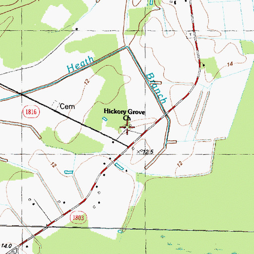 Topographic Map of Hickory Grove Church, NC