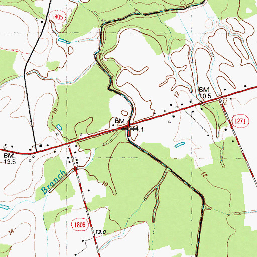 Topographic Map of Harrys Branch, NC