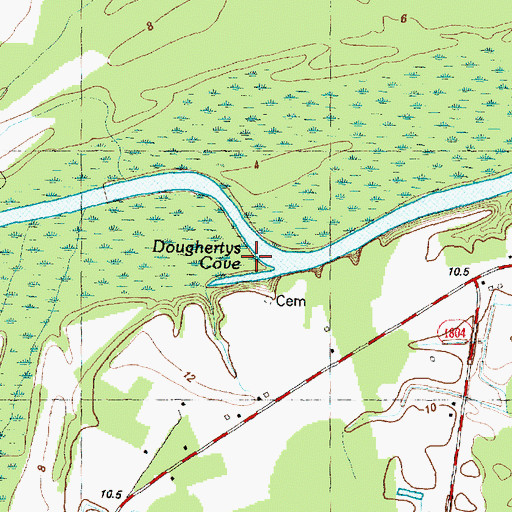 Topographic Map of Doughertys Cove, NC