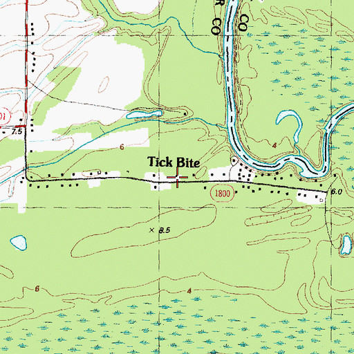 Topographic Map of Tick Bite, NC