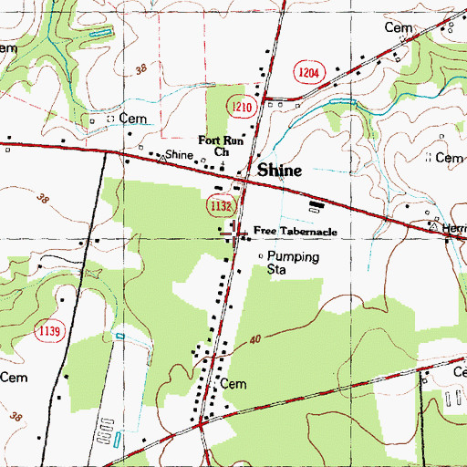 Topographic Map of Free Tabernacle, NC