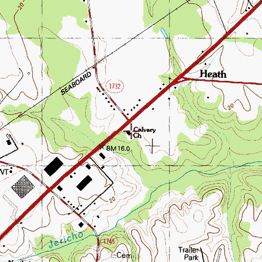 Topographic Map of Calvary Church, NC
