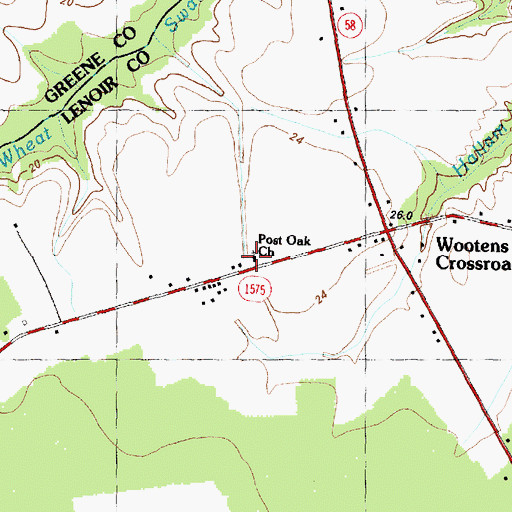 Topographic Map of Post Oak Church, NC