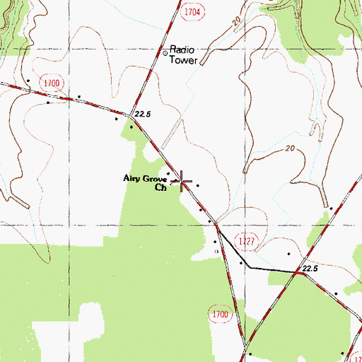 Topographic Map of Airy Grove Church, NC