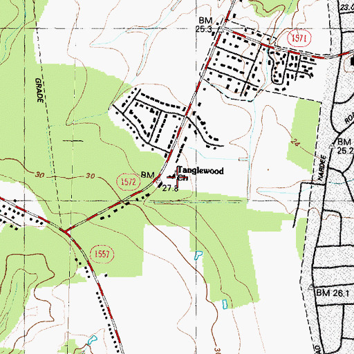 Topographic Map of Tanglewood Church, NC