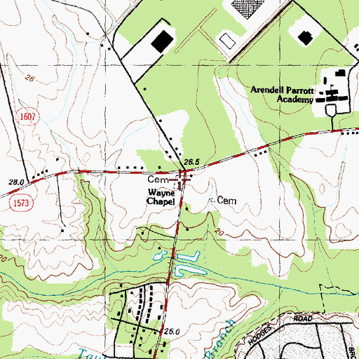 Topographic Map of Wayne Chapel, NC