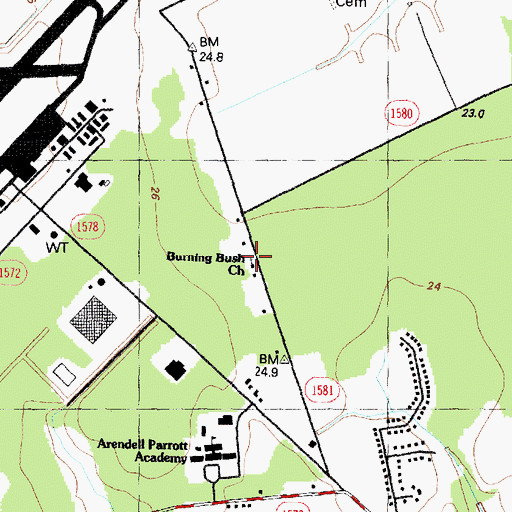 Topographic Map of Burning Bush Church, NC