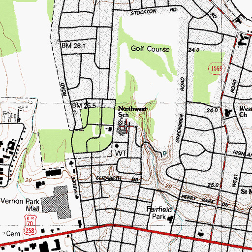 Topographic Map of Northwest School, NC