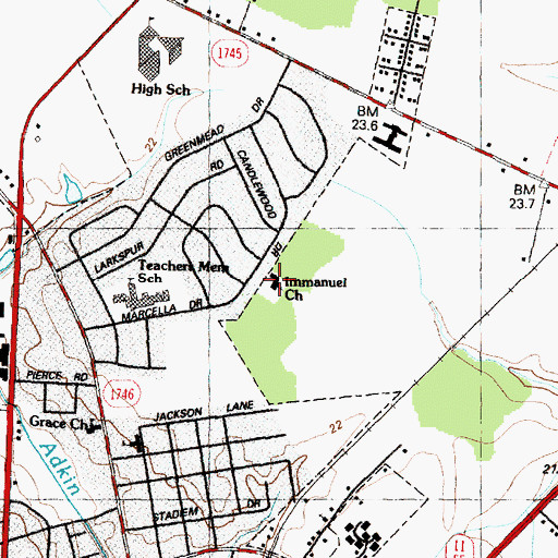 Topographic Map of Immanuel Church, NC
