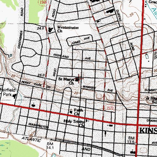 Topographic Map of Saint Marys Church, NC