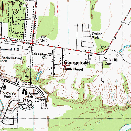 Topographic Map of Smith Chapel, NC