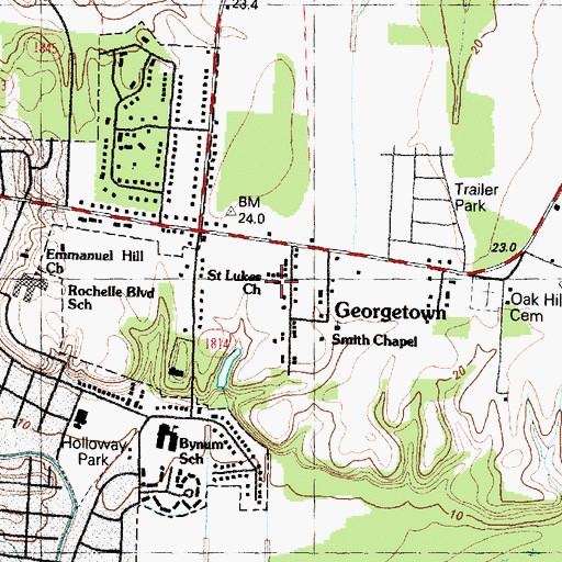 Topographic Map of Saint Lukes Church, NC