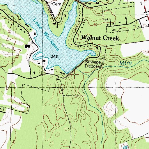 Topographic Map of Mira Branch, NC