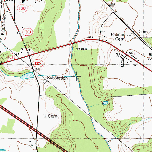 Topographic Map of Mill Branch, NC