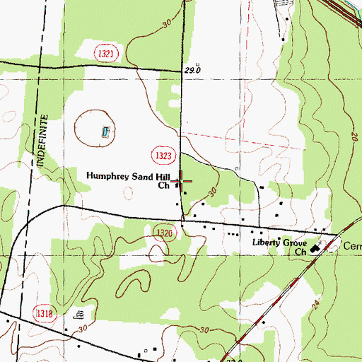 Topographic Map of Humphrey Sand Hill Church, NC