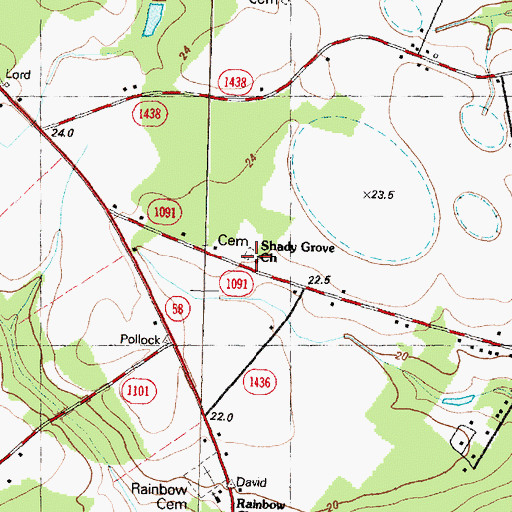Topographic Map of Shady Grove Church, NC