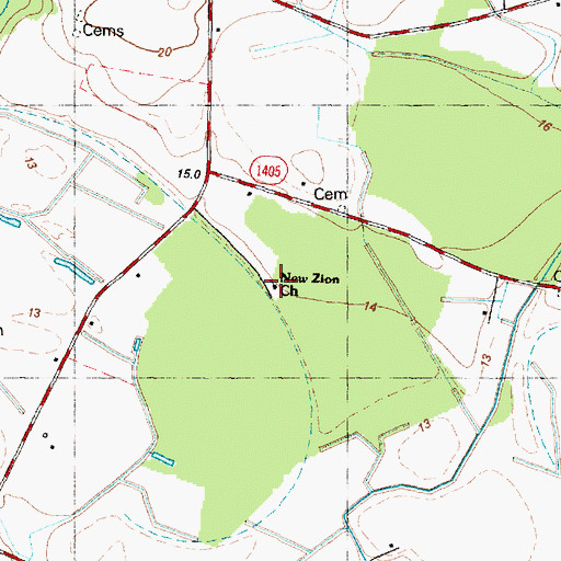 Topographic Map of New Zion Church, NC