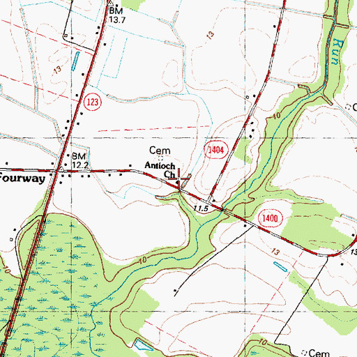 Topographic Map of Antioch Church, NC