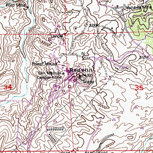 Topographic Map of Red Hill, AZ