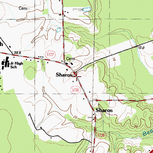Topographic Map of Sharon, NC